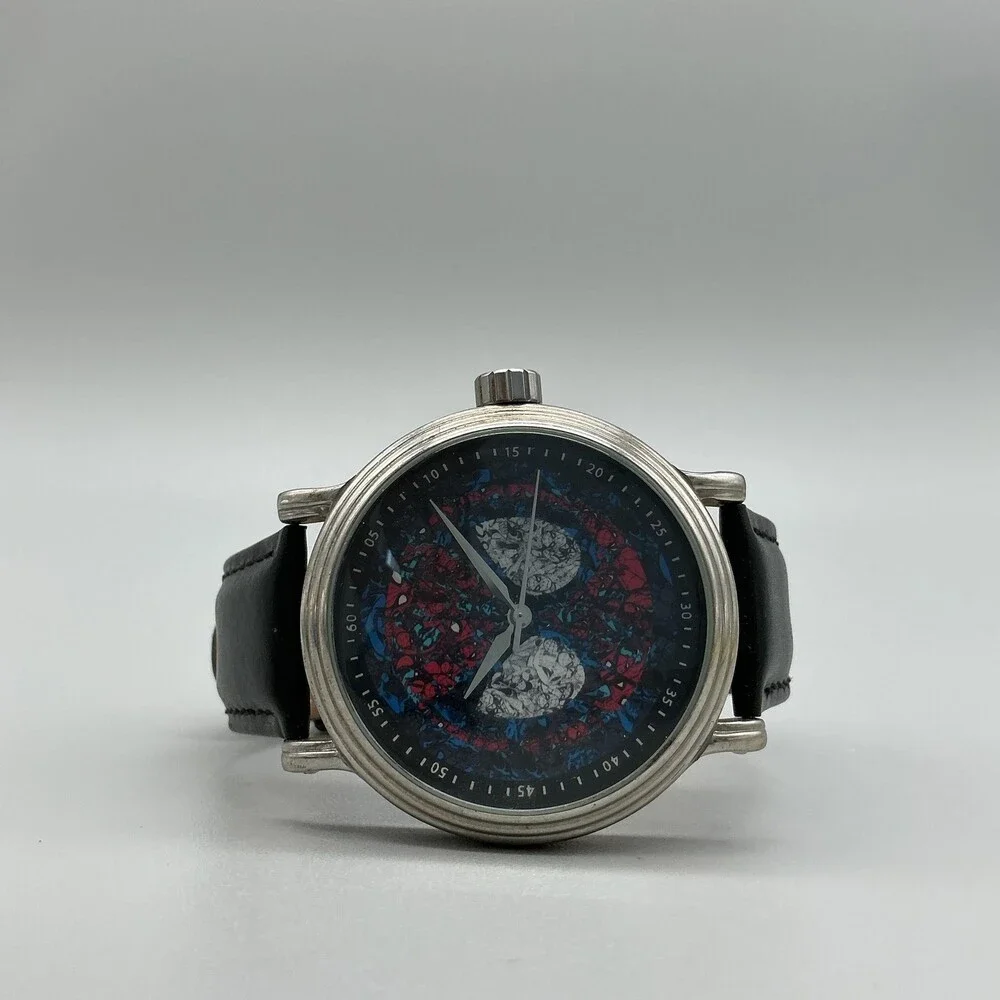 Marvel Comics Spider-Man Mens Watch 43mm Multicolor Dial Leather New Battery